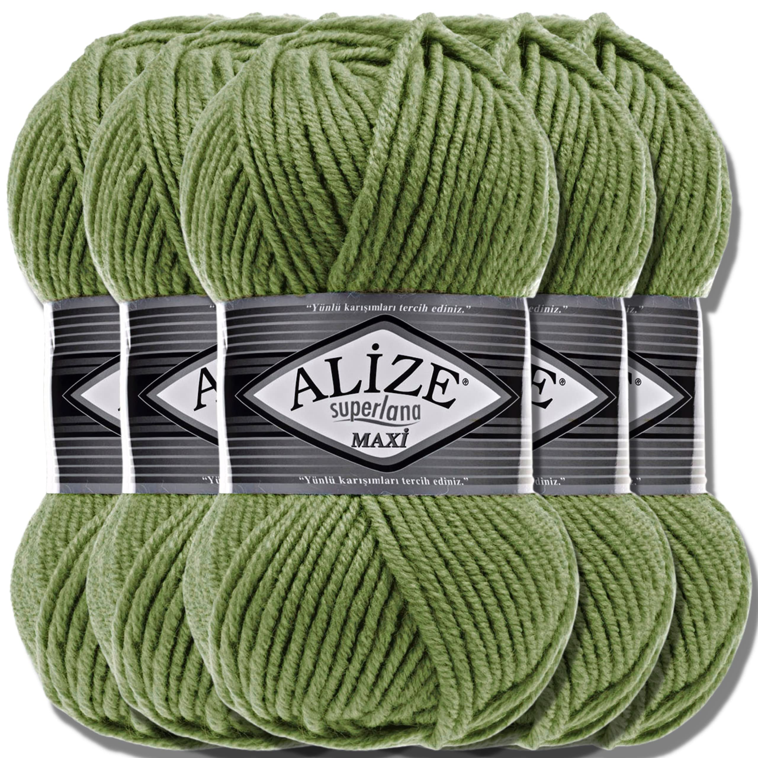 Alize 5 x 100 g Superlana Maxi Turkish Premium Wool Cotton and Acrylic Plain Hand Knitting Yarn Yarn Yarn Knitting Yarn Plain Baby for Crochet Knitting Clothing Scarves (Dark Pink 178)