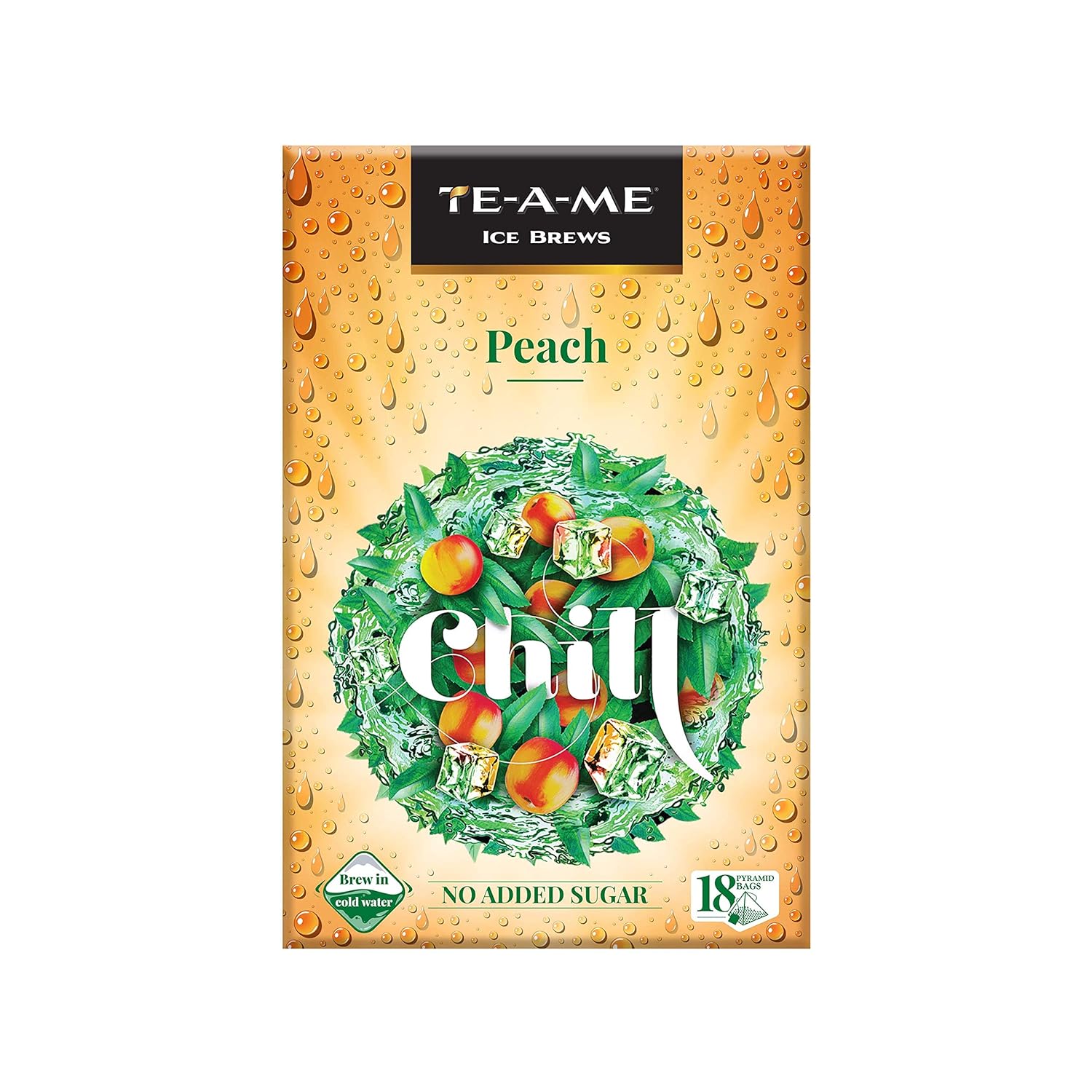TEAME Peach Iced Tea Bags 18 Pieces Hydrating Peach Flavoured Sugar