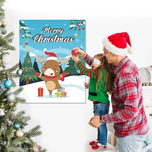 Miniatura 5 de TYHJOY Juegos de fiesta de Navidad para niños y familias, Pin The Nose on The Reindeer Sticker Game Actividades de Navidad para niños adultos,