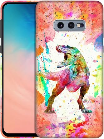 GlamCase for Samsung Galaxy S10e, Samsung S10e Case - Watercolor Dinosaur Printed Cute Slim Fit Hard Plastic Protective Designer Back Phone Case/Cover for Samsung S10e