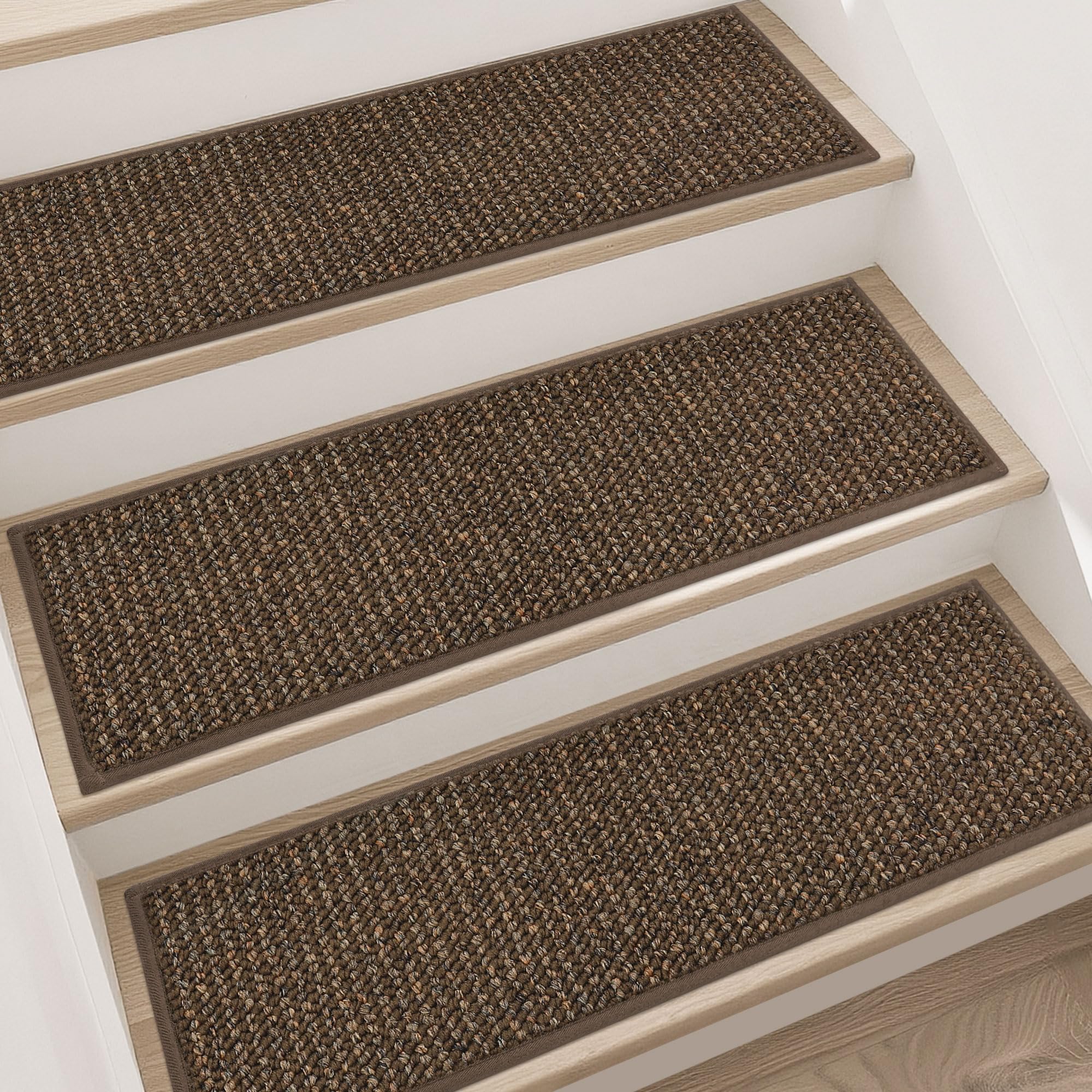 Alfombra antideslizante para escaleras BEQHAUSE de madera marrón con TPE
