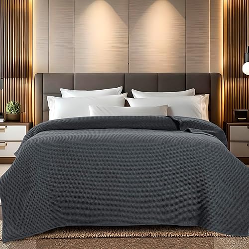 Miniatura 2 de Bed Bath & Home - Manta de 100% algodón, ligera y transpirable, buena para todas las estaciones, suave y acogedora.