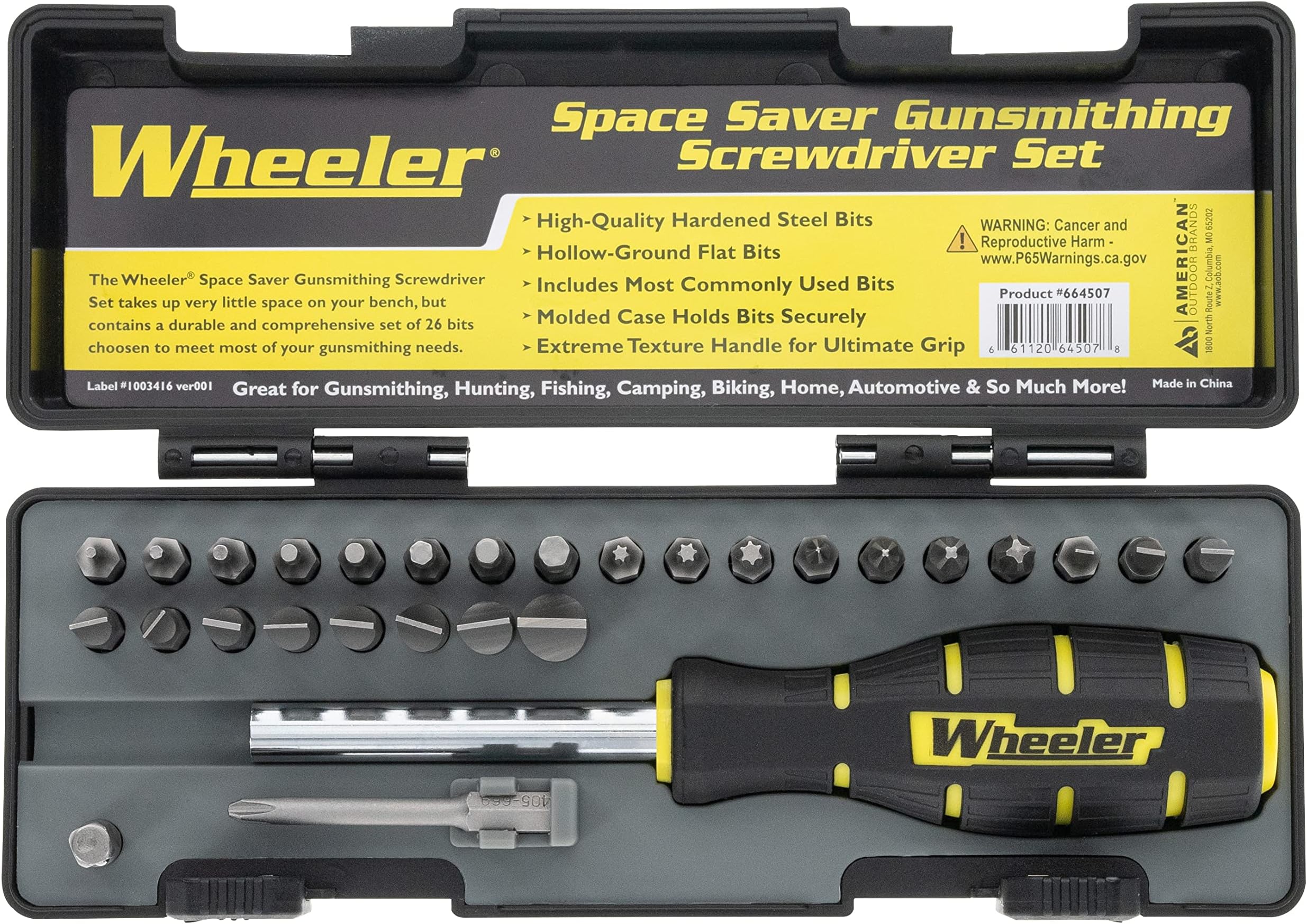 Wheeler Space Saver Screwdriver Set with Magnetic Screwdriver Handle, Bit Assortment and Storage Case for Maintenance