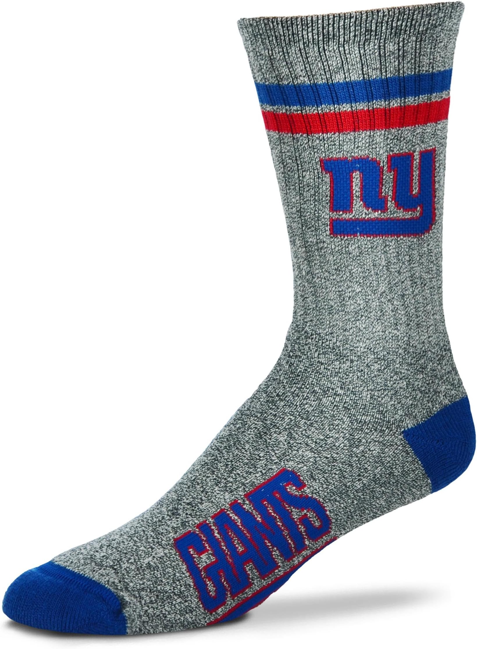 Nfl New York Giants Marbled Two Stripe Crew Socks - Charcoal large