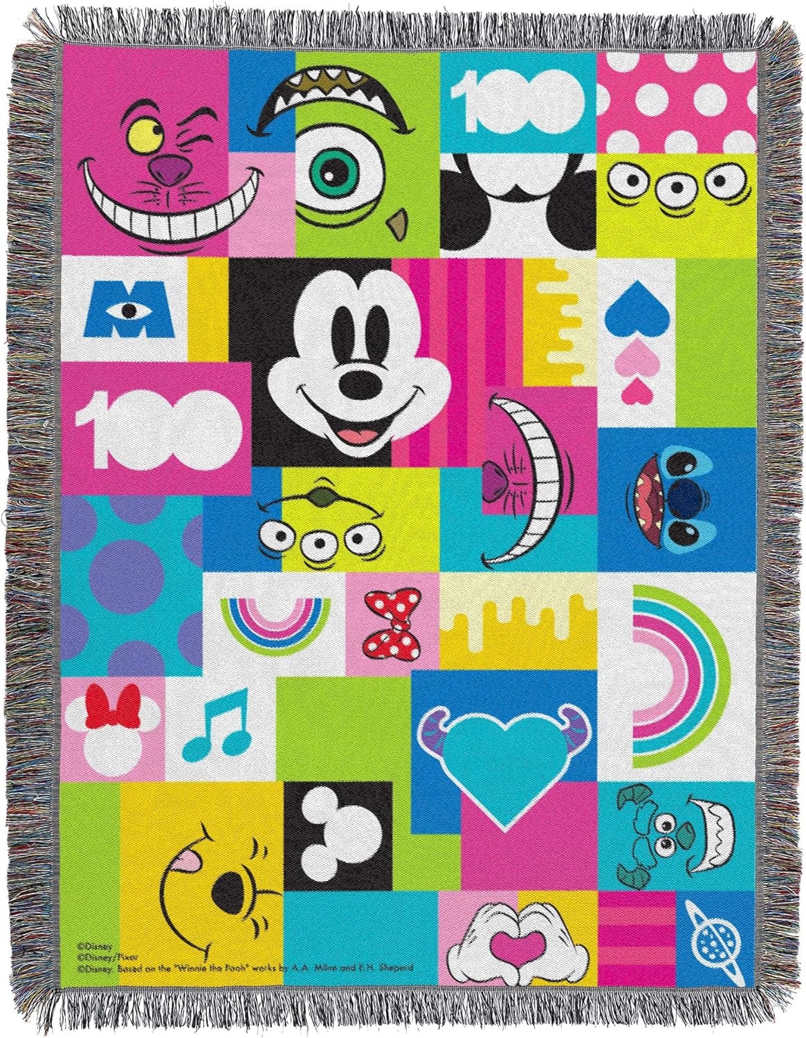 Northwest Disney 100 Woven Tapestry Throw Blanket, 48" x 60", Smiling Faces