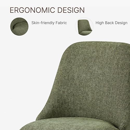 Miniatura 7 de Juego de 4 sillas de comedor giratorias, tapizadas de mediados de siglo con respaldo alto, sillas de cocina de tela de lino para comedor, Una tela