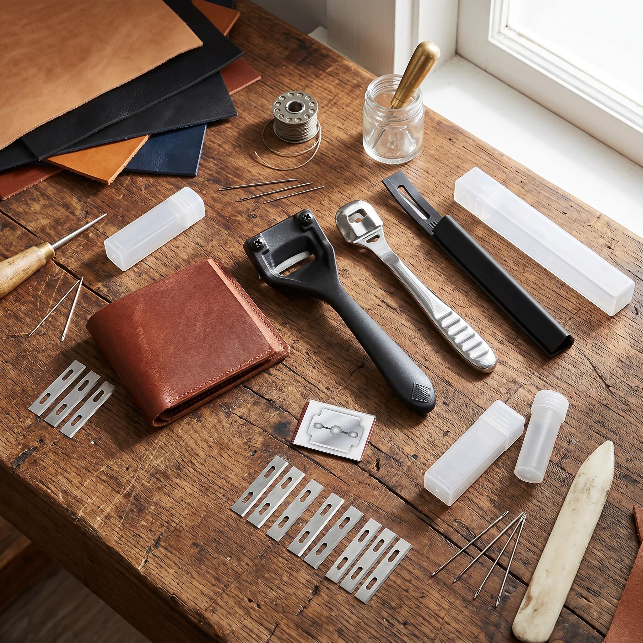 Tnfeeon Cuchillo para Rebajar, Herramienta de Corte de Cuero de Diseño Ergonómico para Manualidades y Uso Profesional
