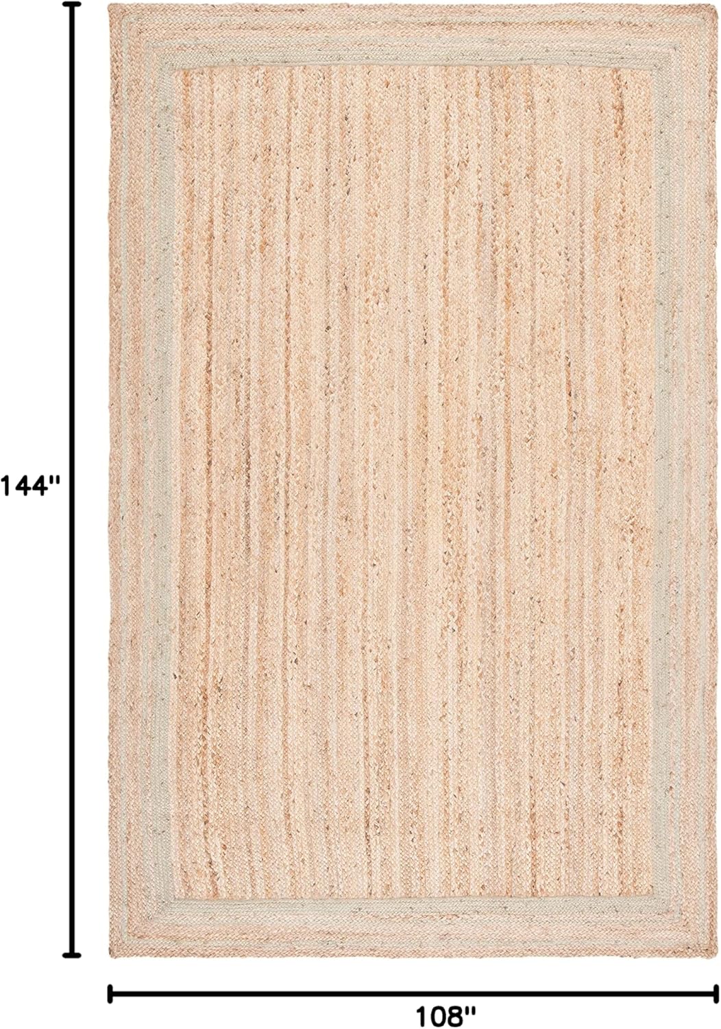 SAFAVIEH Natural Fiber Collection Area Rug - 9' x 12', Green & Natural, Handmade Border Farmhouse Jute, Ideal for High Traffic Areas in Living Room, Bedroom (NF109Y)