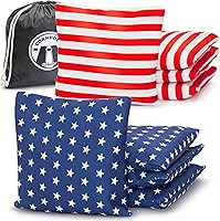 GoSports Regulation Cornhole Bean Bags Set of 8 - All-Weather Dual-Sided Stars & Stripes with Tote Bag