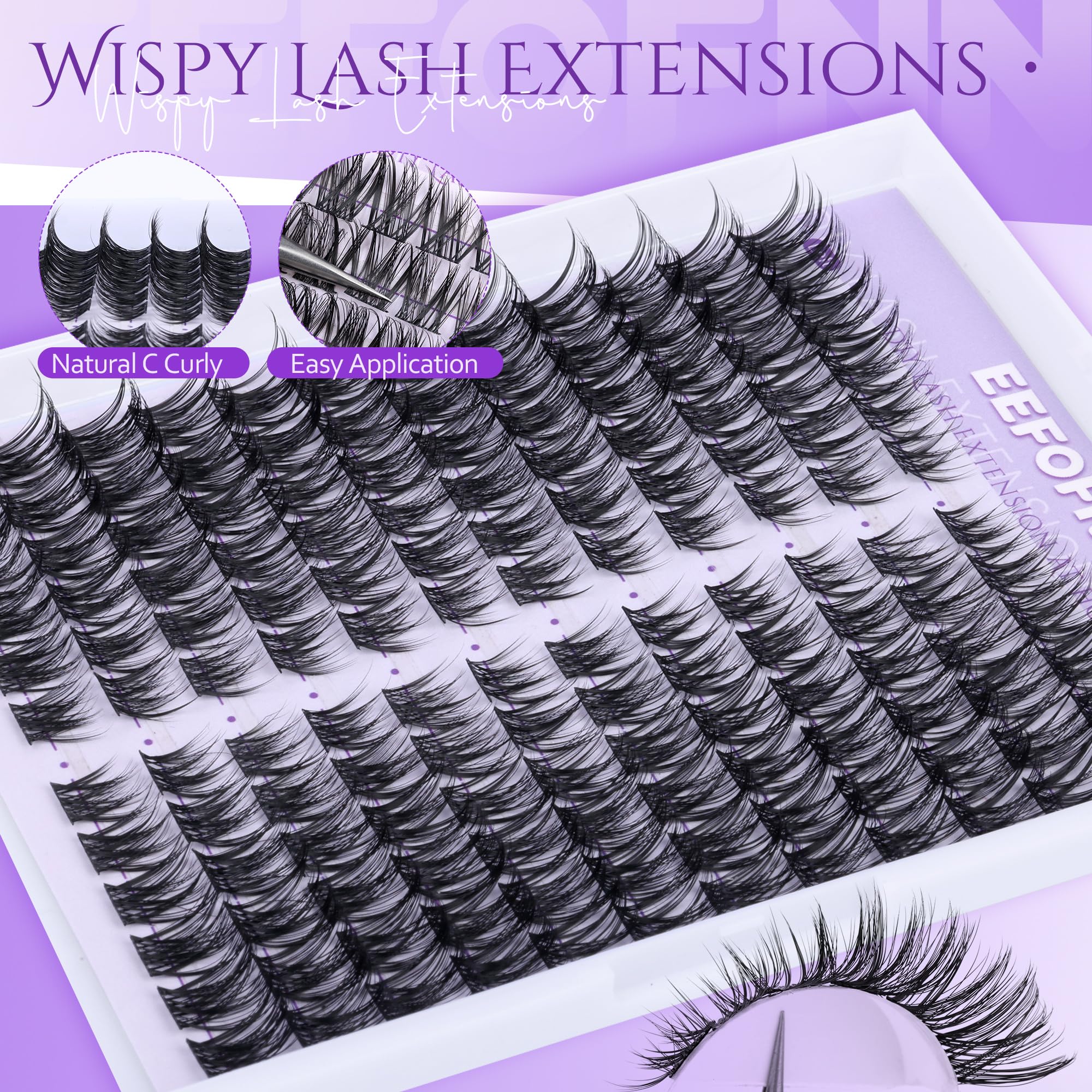 Eefofnn Wispy Wimpern-Cluster, natürliche Wimpernbügel, linke und rechte Wimpernverlängerung, CC, gelockt, einzelne Wimpern, 10–15 mm, Katzenaugen-Wimpern, dünnes Band, einfach zu verwenden
