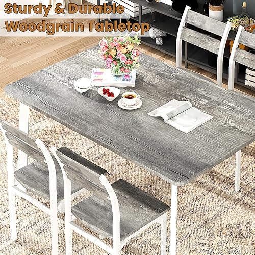 Miniatura 4 de DKLGG Juego de mesa de comedor para 4 mesas de comedor de 5 piezas, juego de mesa de cocina pequeña para 4 personas para cocina y comedor,