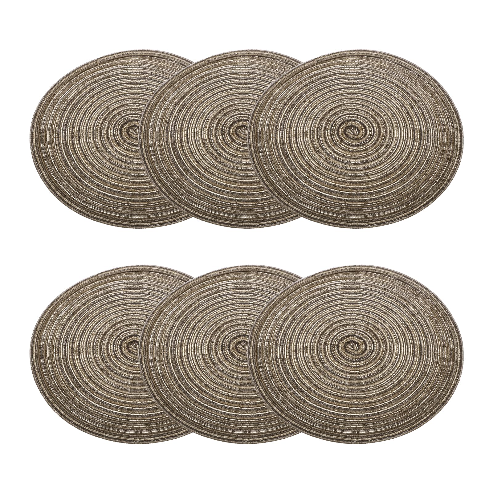 HARFINGTON 6 manteles individuales redondos trenzados de 11.8 pulgadas, antideslizantes, redondos, para mesas de comedor, lavables, con aislamiento térmico, tejidos, para interiores y exteriores, para