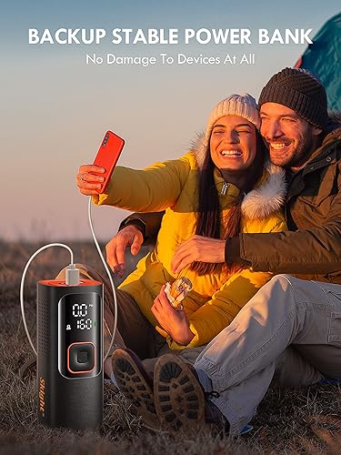 Miniatura 8 de Compresor de aire portátil para inflador de neumáticos, potente 160 PSI y 2 veces más rápido, pantalla LCD de presión precisa, fácil operación