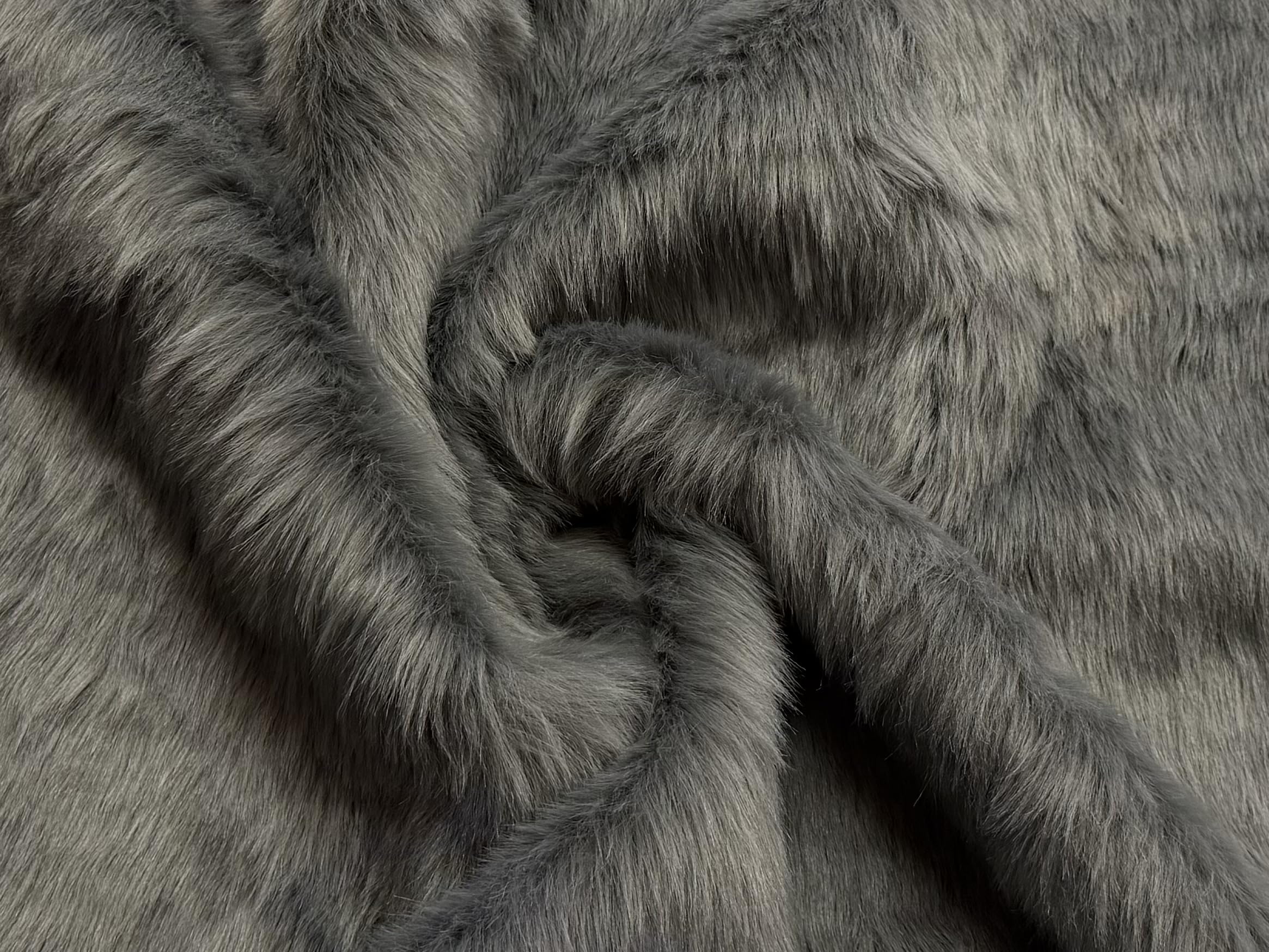 Super Luxury Faux Fur Fabric Material Platinum Grey Sample