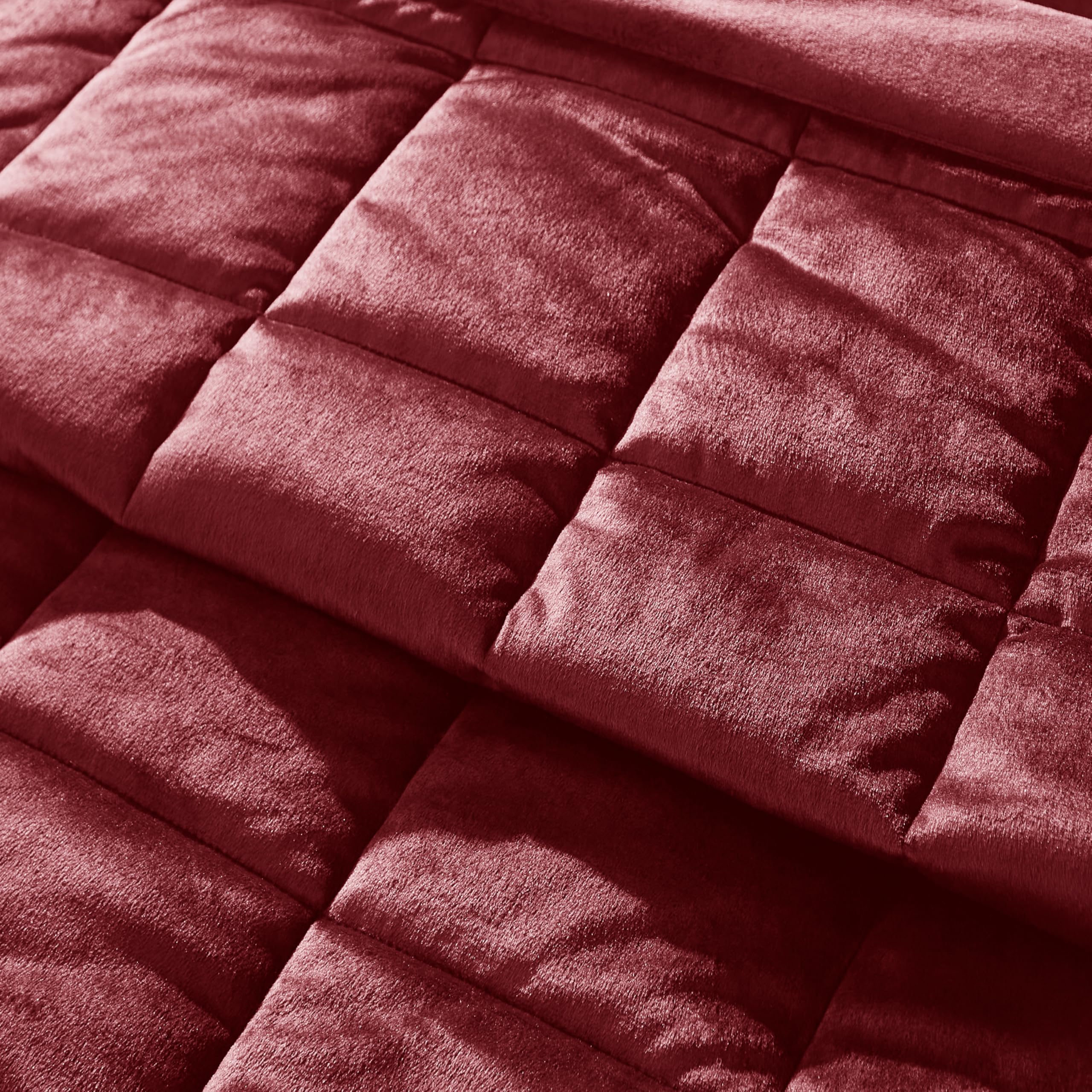 Catherine Lansfield Kingsley Tagesdecke aus mattem Samt, gesteppt, 220 x 220 cm, Burgunderrot