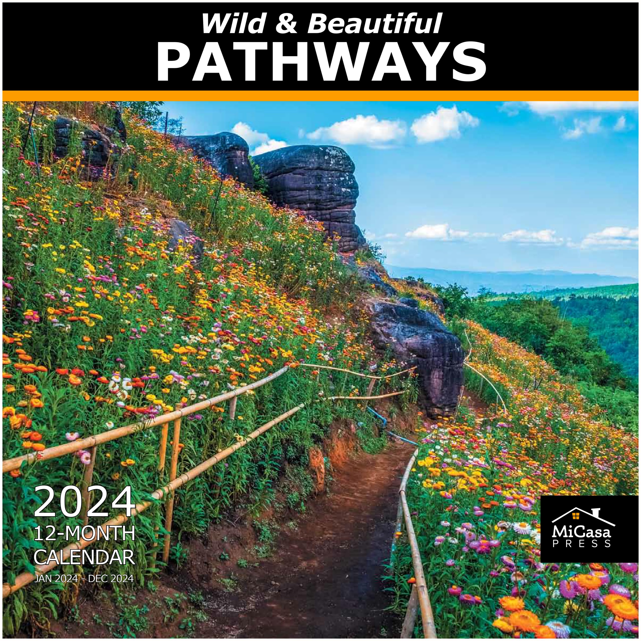 MICASA Wild & Beautiful Pathways 2024 Hangable Monthly Wall Calendar | 12" x 24" Open | Thick & Sturdy Paper | Giftable | Scenic Nature Travel | A Guiding Path