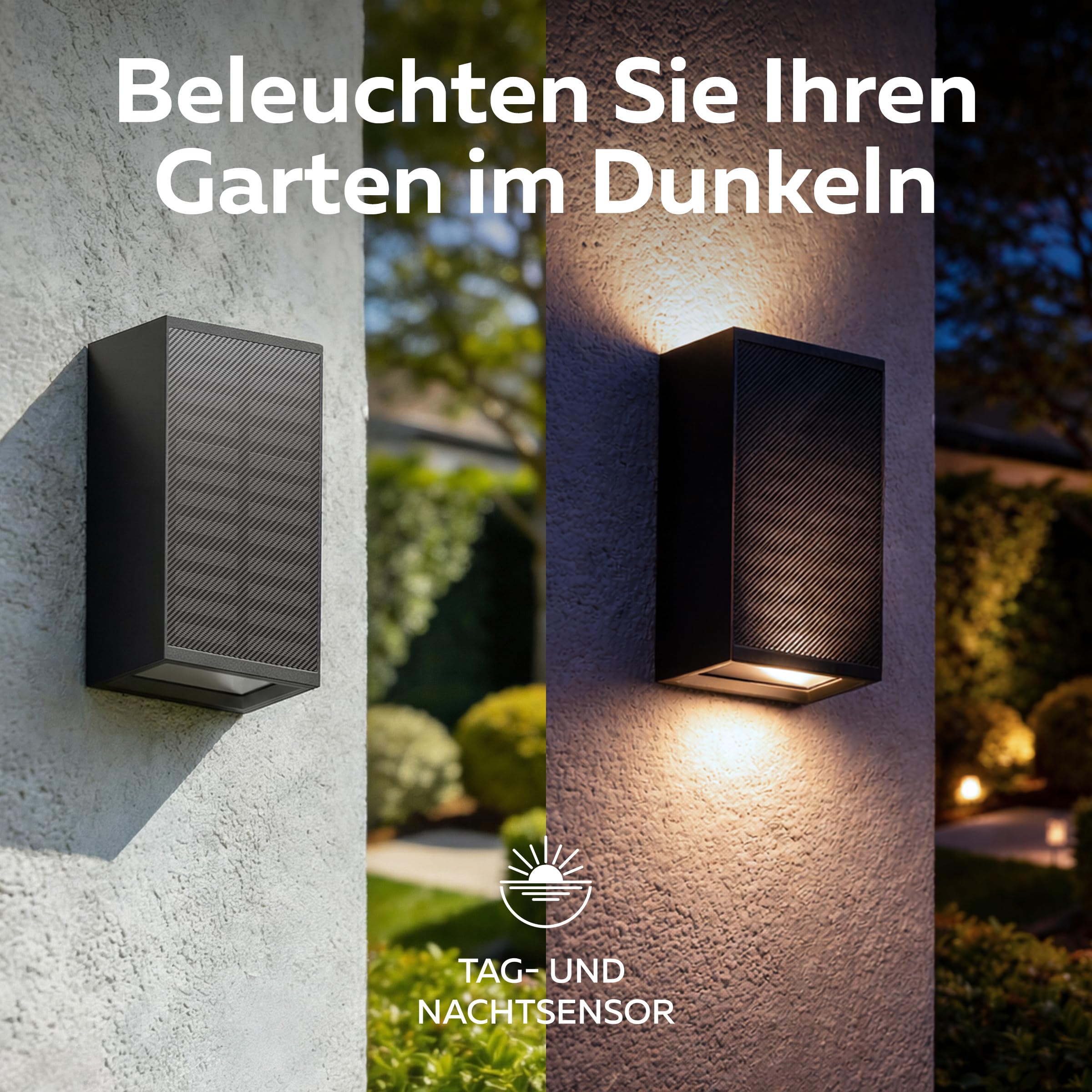 CALEX Birindisi Solar Wandleuchte, Warmweißes Up & Down Licht, Solarbetrieben, Kabellos, Wasserdicht, Schwarz, 4-Pack
