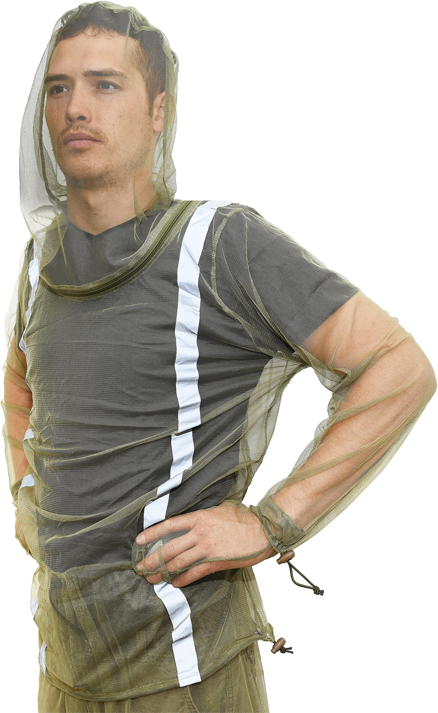 Mosquito Bug Net Jacket with Reflectors, Pants and Mitt's Mosquito Suit Bug Suit with Zipper on Hood for Camping Hiking and Yard Work, for Bug Mosquito Protection with Small Carrying Pouch