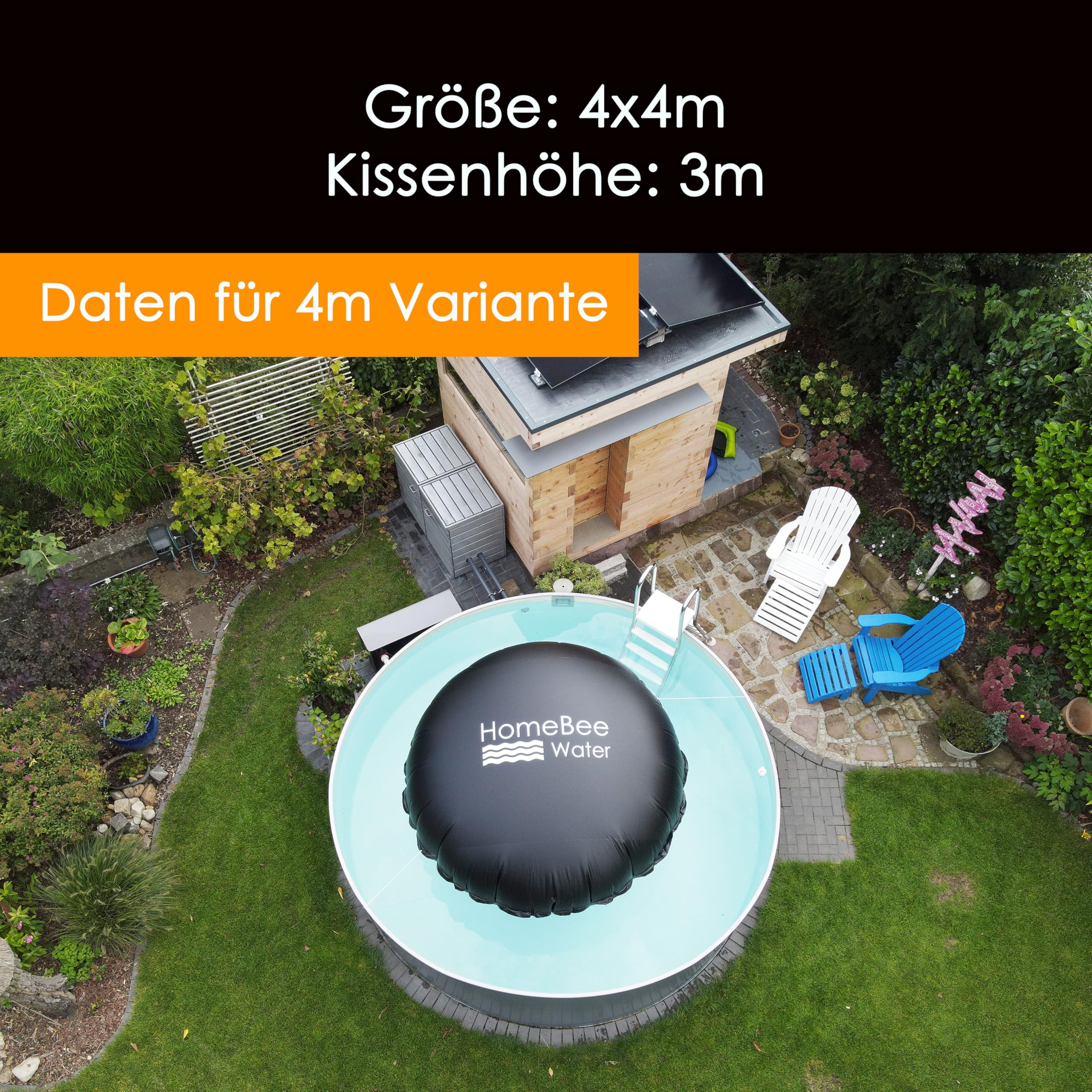Cojín de piscina de invierno XXL (4 metros de diámetro) – Cojín de invierno para la cubierta de la piscina – Funda resistente al invierno – Cojín para piscina, cojín de aire, cojín de