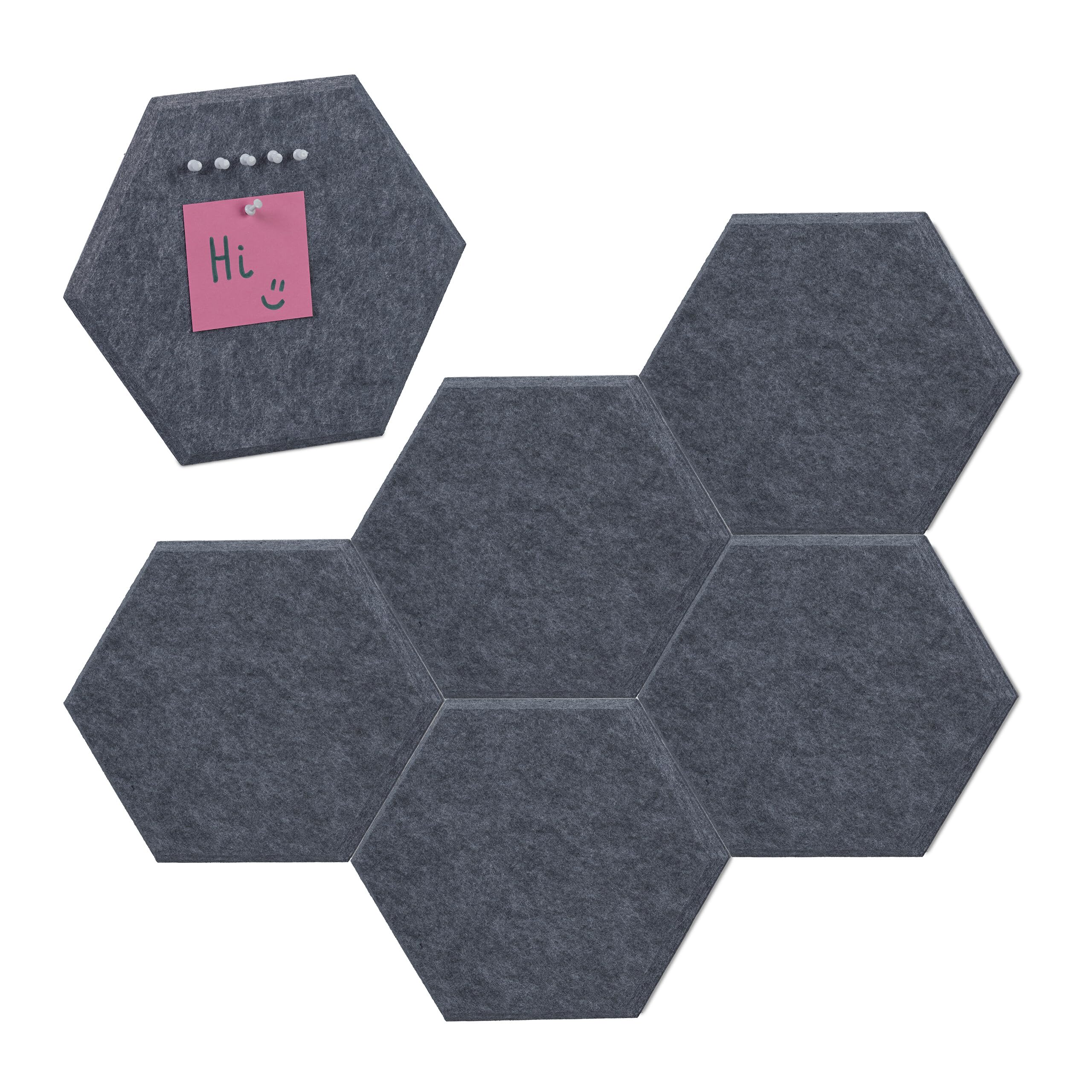 Relaxdays Prikbord Vilt Set Van 12 Hexagon Zelfklevend Memobord Kantoor Klein 587134981