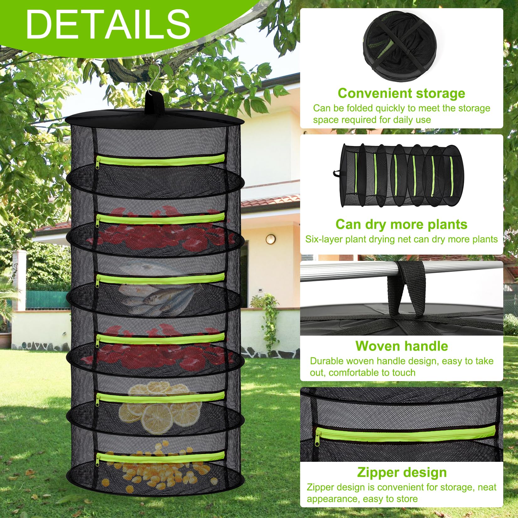 Secador de Hierbas de 6 Capas Con Ganchos en Forma de S - Red de Secado para Plantas, Carne y Flores