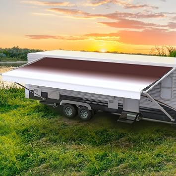 استبدال نسيج مظلة Shade Pro RV | فينيل متين من الدرجة الممتازة 9 [قماش 8 2"]، مظلة مظلة ذات لون بورجوندي معكوس