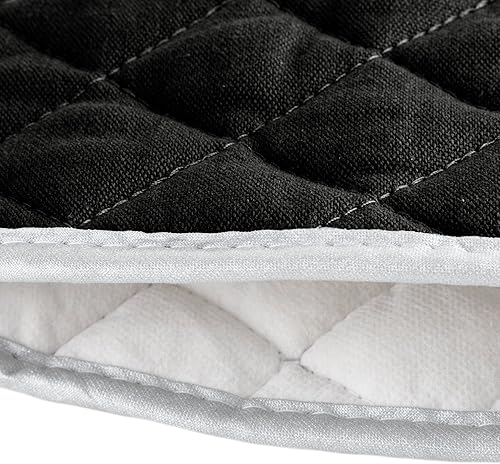 Miniatura 2 de Lavish Home - Guantes para horno, juego de 2 guantes acolchados de gran tamaño, resistentes al fuego y al calor (negro)