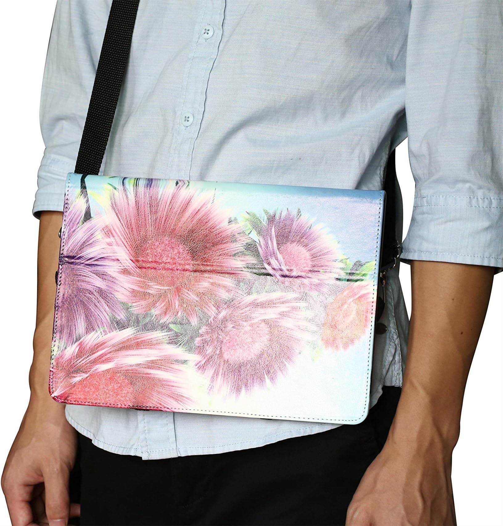 Unversal 10.1 Inch(10fl) Tablet Case Fits Lenovo Ideatab A10-70 A7600 , S6000h, S6000f, S6000l,s6000 (Sunflowers Flowers Purple Pink Blue)