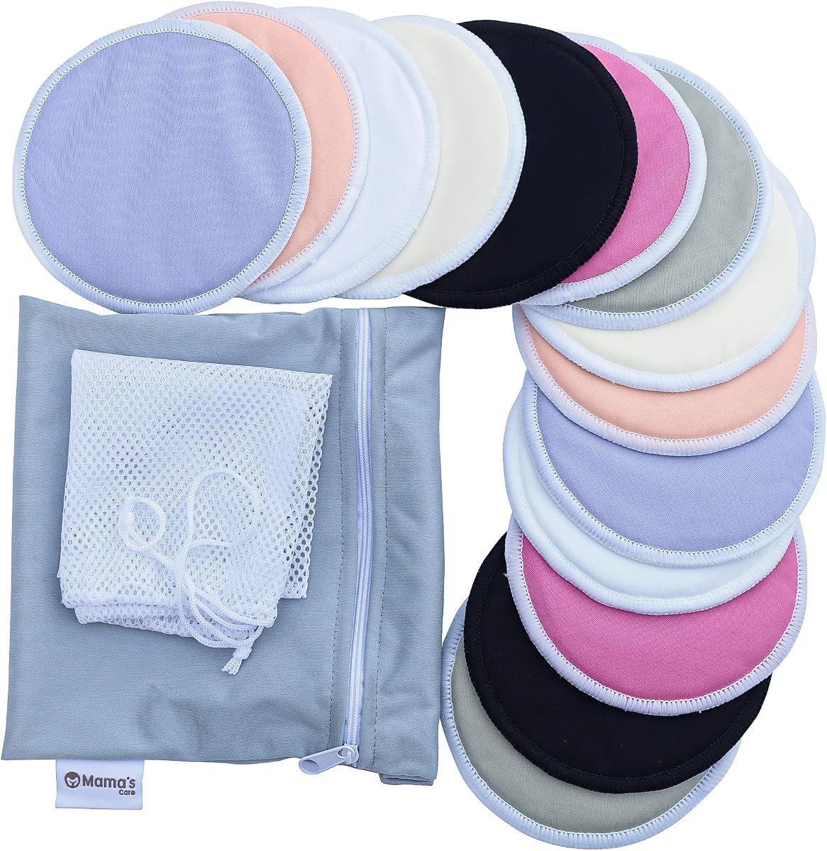Mama’s Care Reusable Nursing Pads 14-Pack (Large 4.8″) – Ultra-Soft 4-Layer Viscose Breast Pads for Breastfeeding & Leaking – Includes Storage Bag & Laundry Bag – Leakproof, Washable & Eco-Friendly