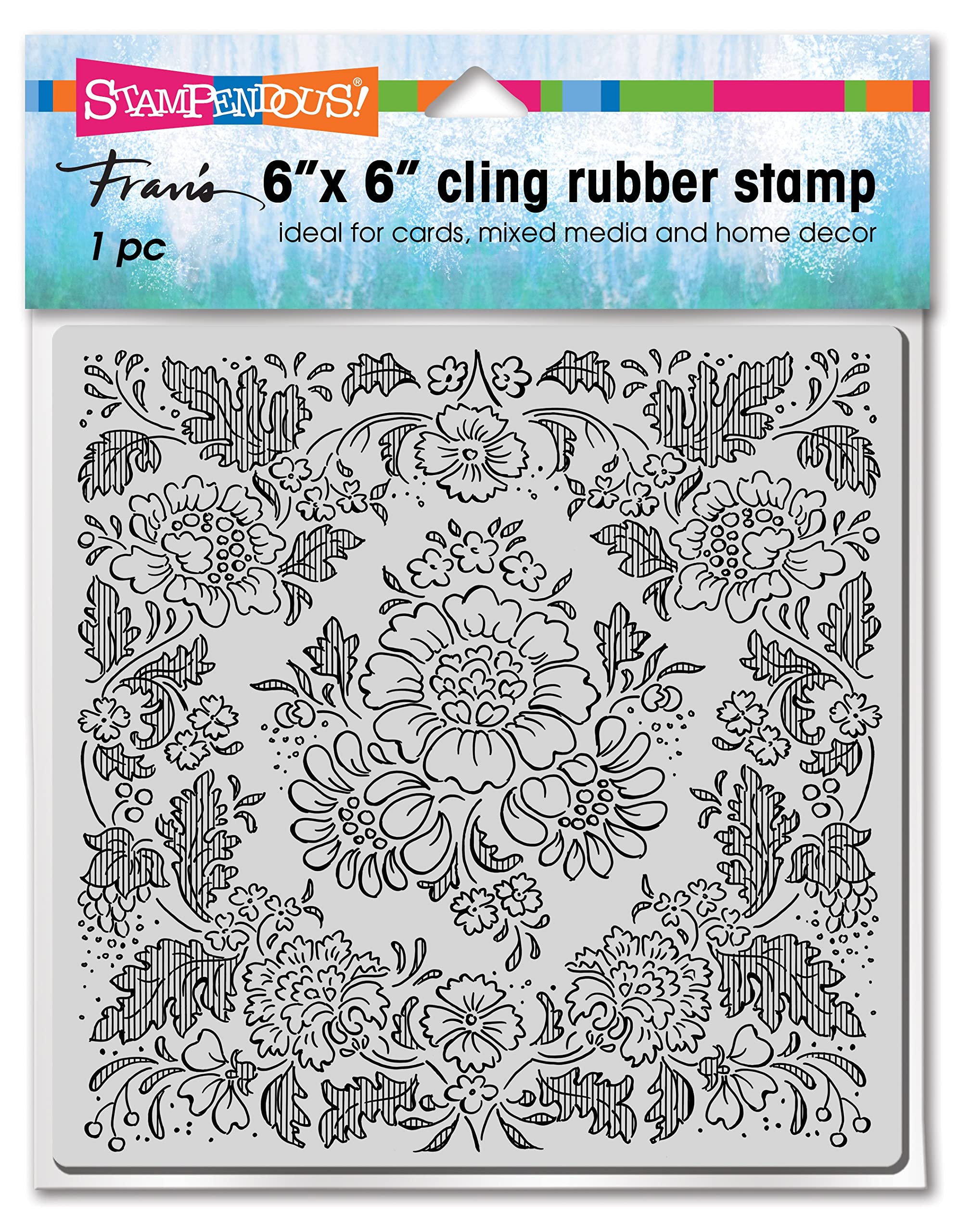 Stampendous Cling Stamps motif tapisserie fleurie pour empreinte précise