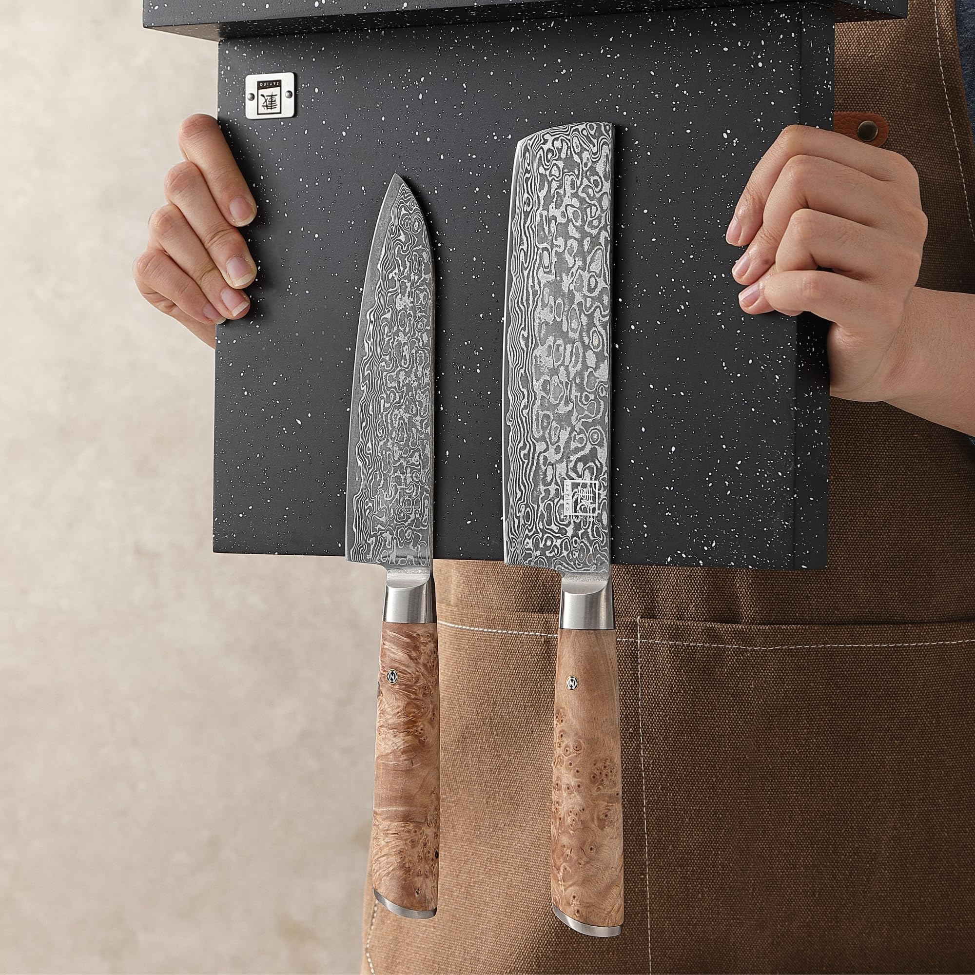 Zayiko Magnetischer Messerblock aus Holz, beidseitig, für bis zu 12 Messer