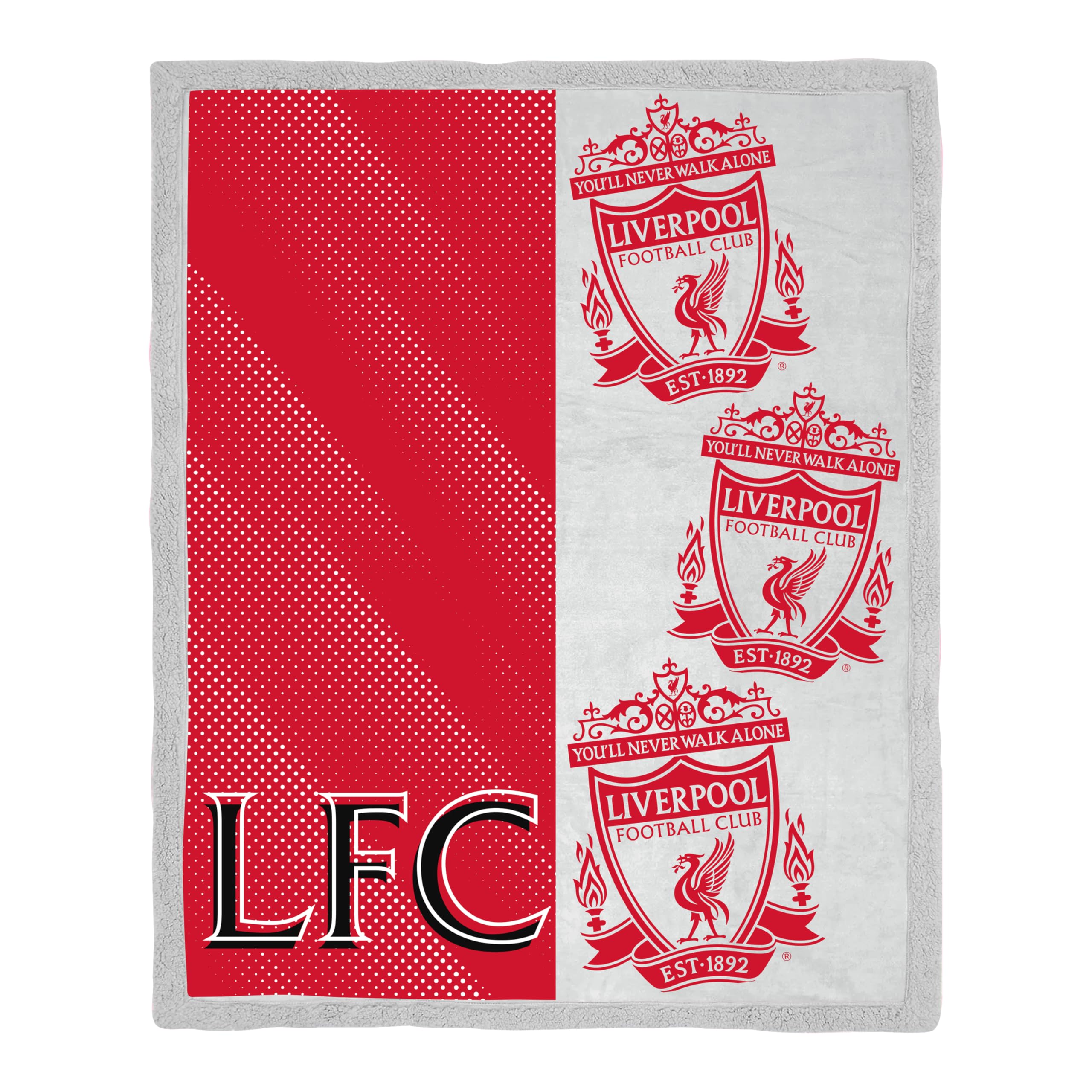 Liverpool FC Official Fleece Blanket | Super Soft Warm Throw with Sherpa Reverse, Crested Design | Perfect For Home, Bedroom, Sleepovers & Camping | Size 120 x 150cm