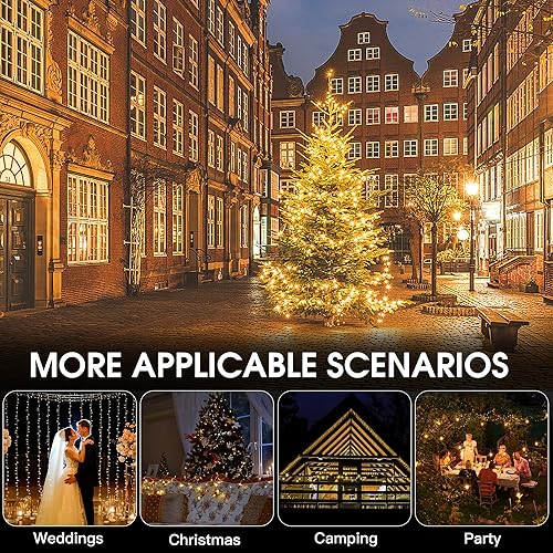 Miniatura 5 de Vimorg Guirnalda de luces solares para exteriores, paquete de 2 luces solares de Navidad de 79 pies, 200 LED, impermeables, con 8 modos de