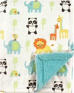 Unisex Baby Plush Blanket with Sherpa Back, Neutral Animals, One Size