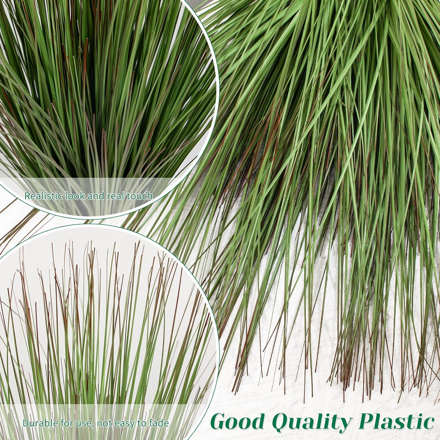 27" Artificial Plants Onion Grass | Tall Faux Greenery Shrubs - Fake Wheat Stems & Tall Grass Bushes for Indoor/Outdoor Home, Office, Garden, Porch & Window Box Decor 6 Pack - Green Red Tail - Image 3