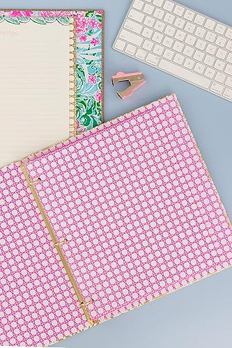 Miniatura 4 de Lilly Pulitzer Bonita carpeta de 3 anillos con bolsillos y separadores de 3 pestañas, carpeta fina con anillos de metal de 0.75 pulgadas, sangría de