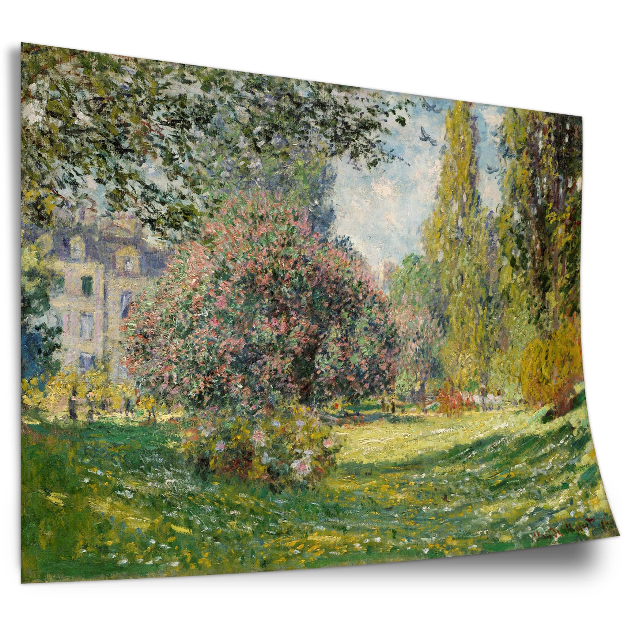 Claude Monet Poster: Landscape at Monceau Park (1876), Unframed Art Print, Mural - A4, A3, A2, A1, A0, XXL - Living Room, Bedroom, Kitchen, Decoration