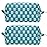 PAZIMIIK Checkered Makeup Bag for Purse Portable Zipper Make Up Pouch Small Cosmetic Case for Travel Accessories (2PCS Lake Blue)