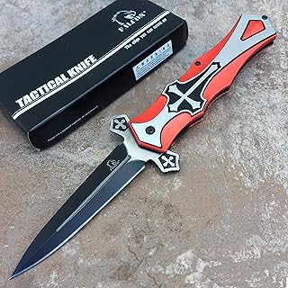 Falcon 8" Tactical Style Cross Folding, Pocket Knife for Fishing, Camping, Cutting Rope and Everyday Uses (Red-440) - Falcon