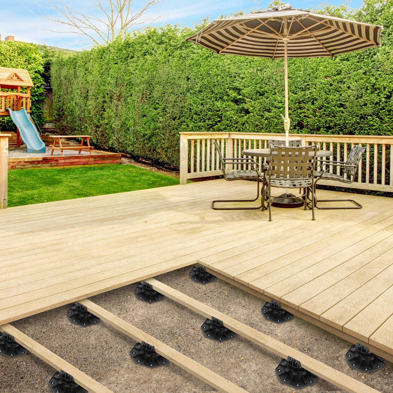 Gimisgu Stelzlager 100 Stück Stellfuss höhenverstellbar 30-60mm Plattenlager - Stelzlager für Terrassendielen-Unterkonstruktion Holz, WPC und Stein