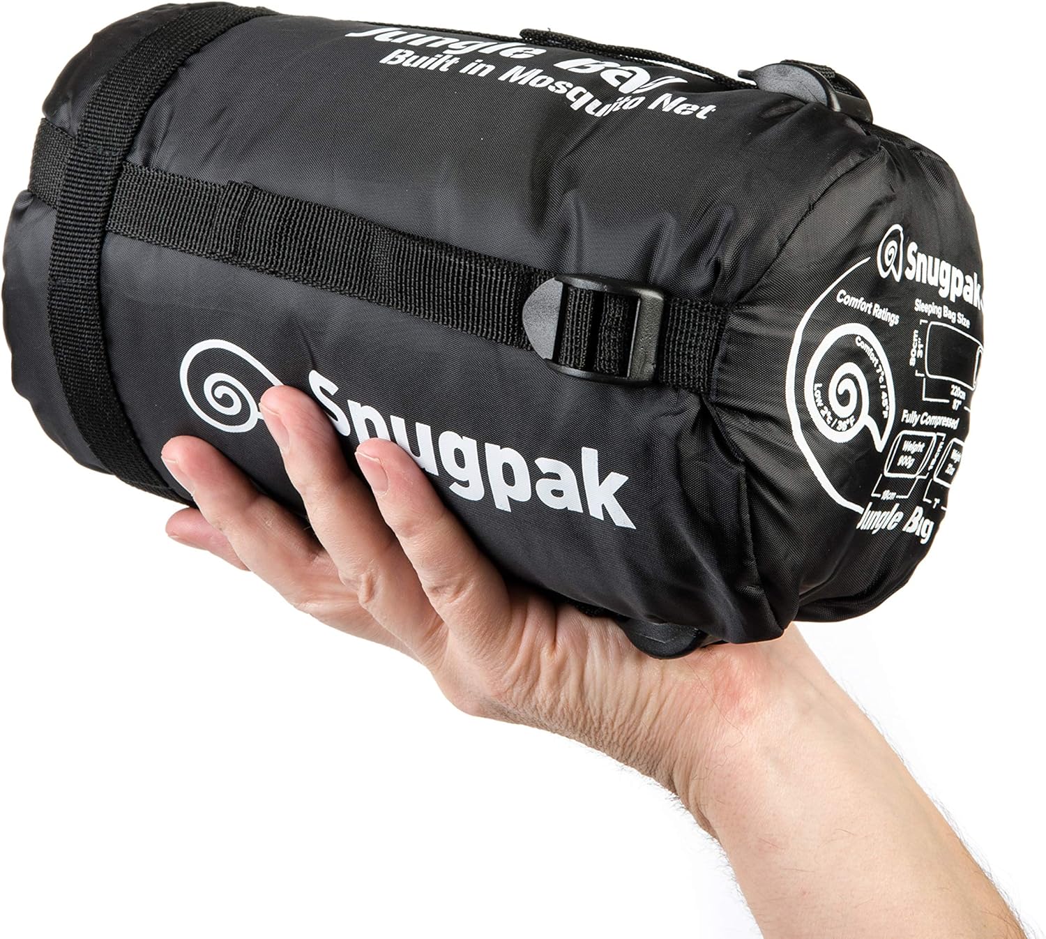Snugpak Jungle Bag - Tropical Sleeping Bag with Mosquito Net, Right Hand Zip, Black