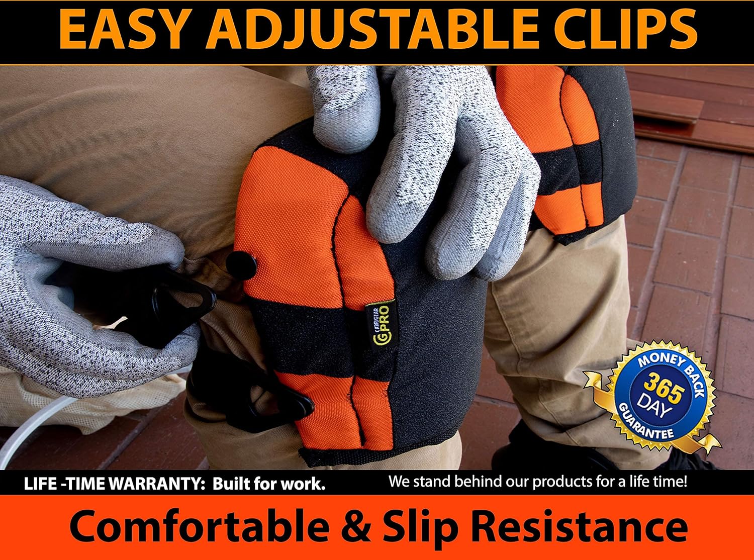 Knee Pads for Flooring and Roofing Work Kneepads With Soft Foam Padding Cushion, No-Slip Stabilizer, Double Straps Clip, For Professional Men And Women Cut resistance Glove Safety Glasses - - 