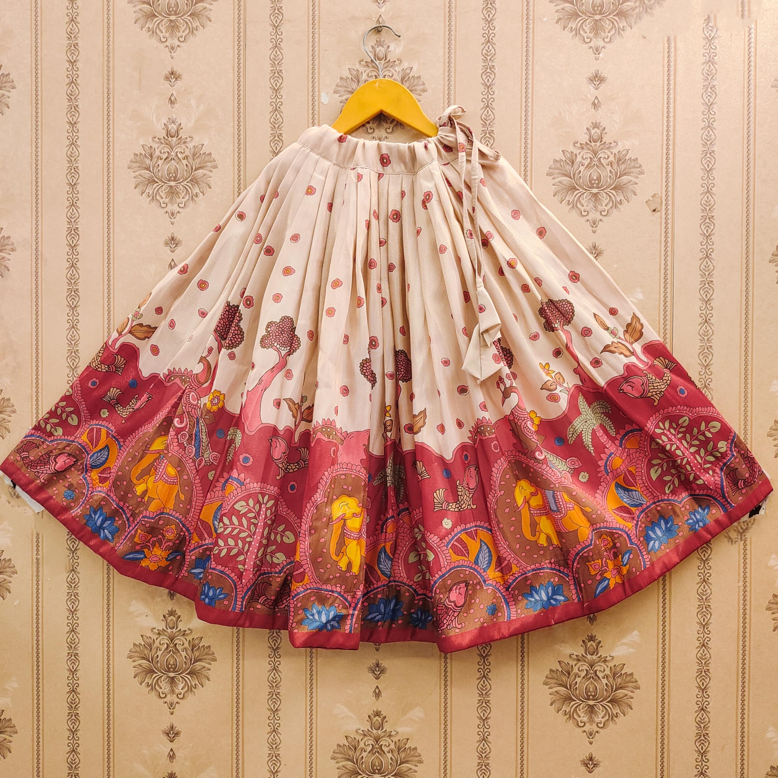 Q-one Store Kids Lehenga Choli Set for Girls – Traditional Printed Ethnic Wear with Dupatta | Festive & Wedding Outfit (Age 2-8 Years) (Maroon, 7-8 Years) - Image 5 thumbnail