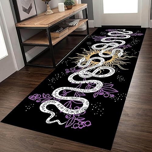 Miniatura 13 de Alfombra de esqueleto de cráneo de 1.3 x 7 pies, diseño gótico de esqueleto de terror Cyberpunk colores brillantes y brillantes, ultrafina,