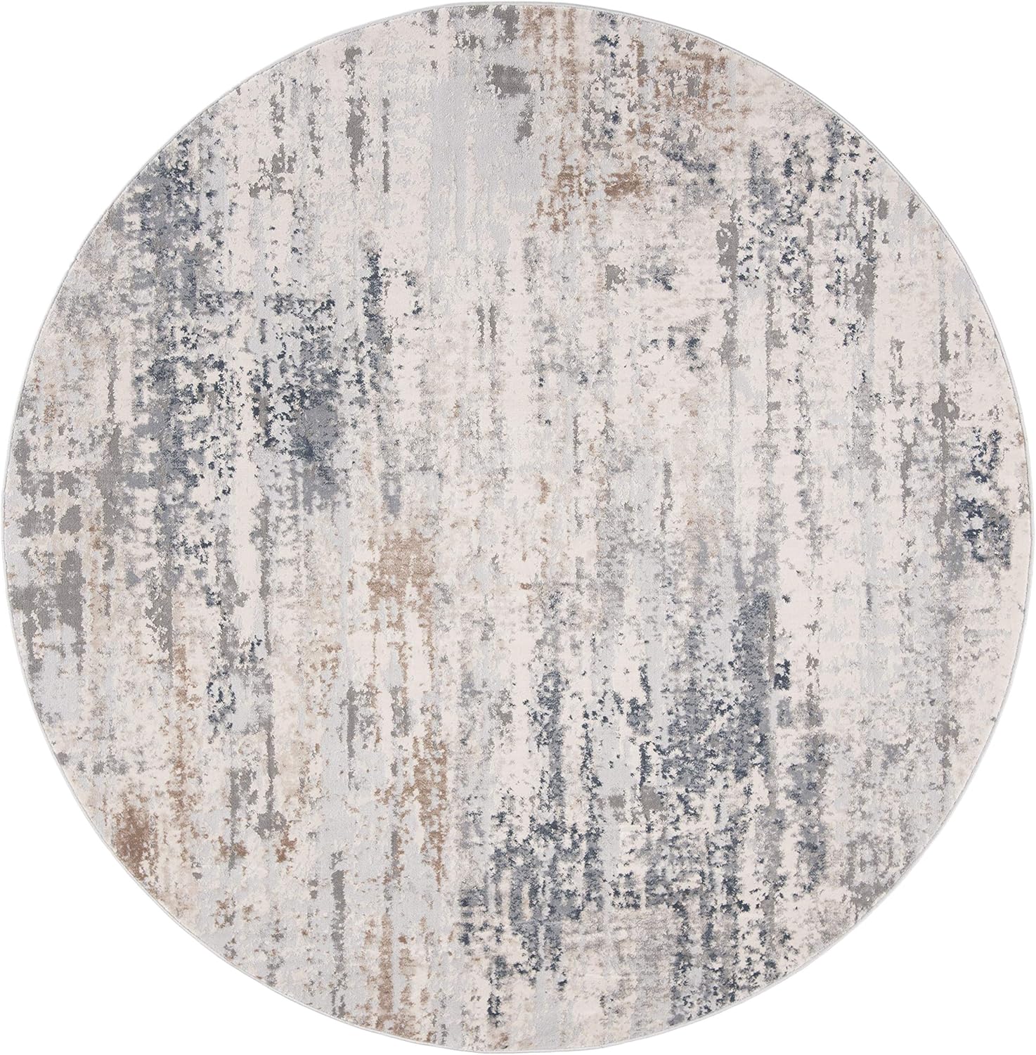 SAFAVIEH Invista Collection Area Rug - 6'7" Round, Cream & Grey, Modern Abstract Design, Non-Shedding & Easy Care, Ideal for High Traffic Areas in Living Room, Bedroom (INV432A)