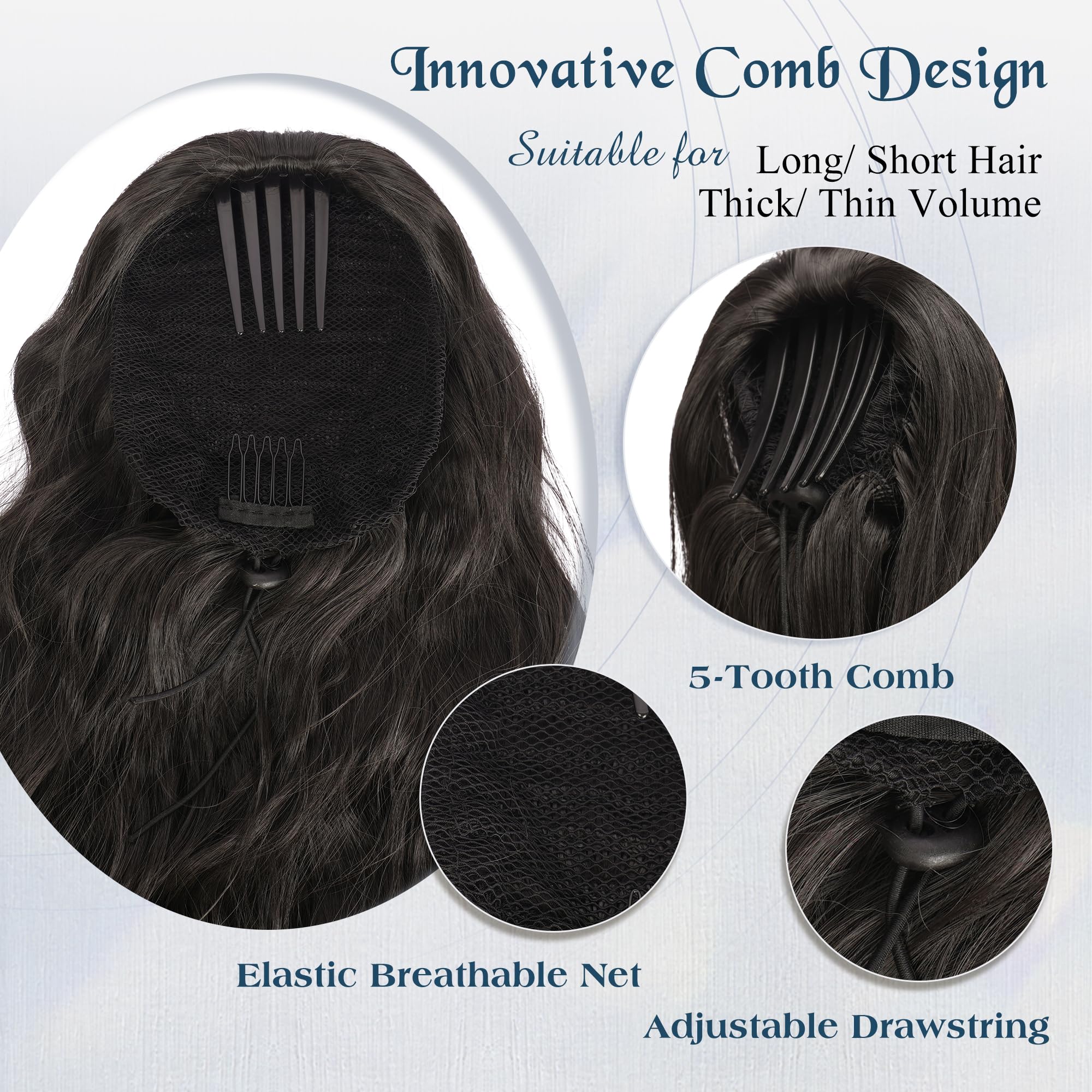 FESHFEN Long Ponytail Extensions - Image 3