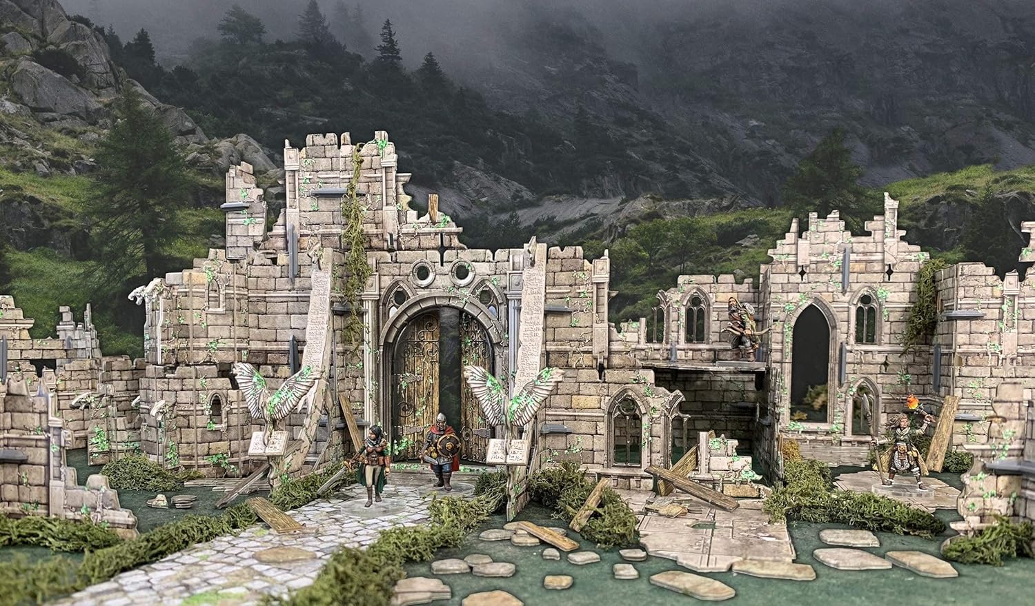 Battle Systems – Modular Fantasy Scenery – Perfect for Roleplaying and Wargames - Multi Level Tabletop Terrain for 28mm Miniatures – Colour Printed Model Diorama – DND Warhammer (Ruined Monastery)