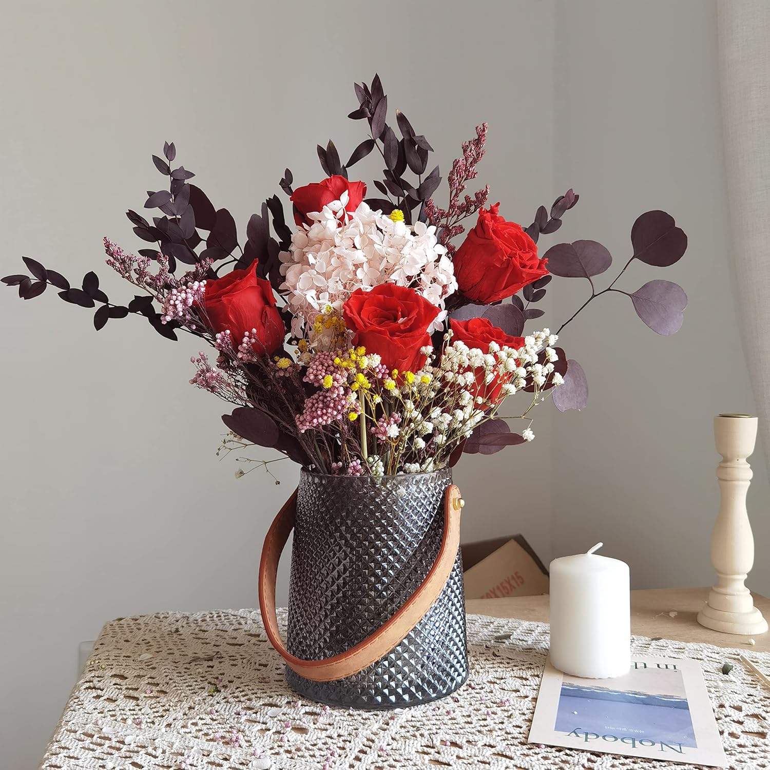 ギフト 花束 白とオレンジ プレゼント インテリア 花 ブーケ 花束 枯れ