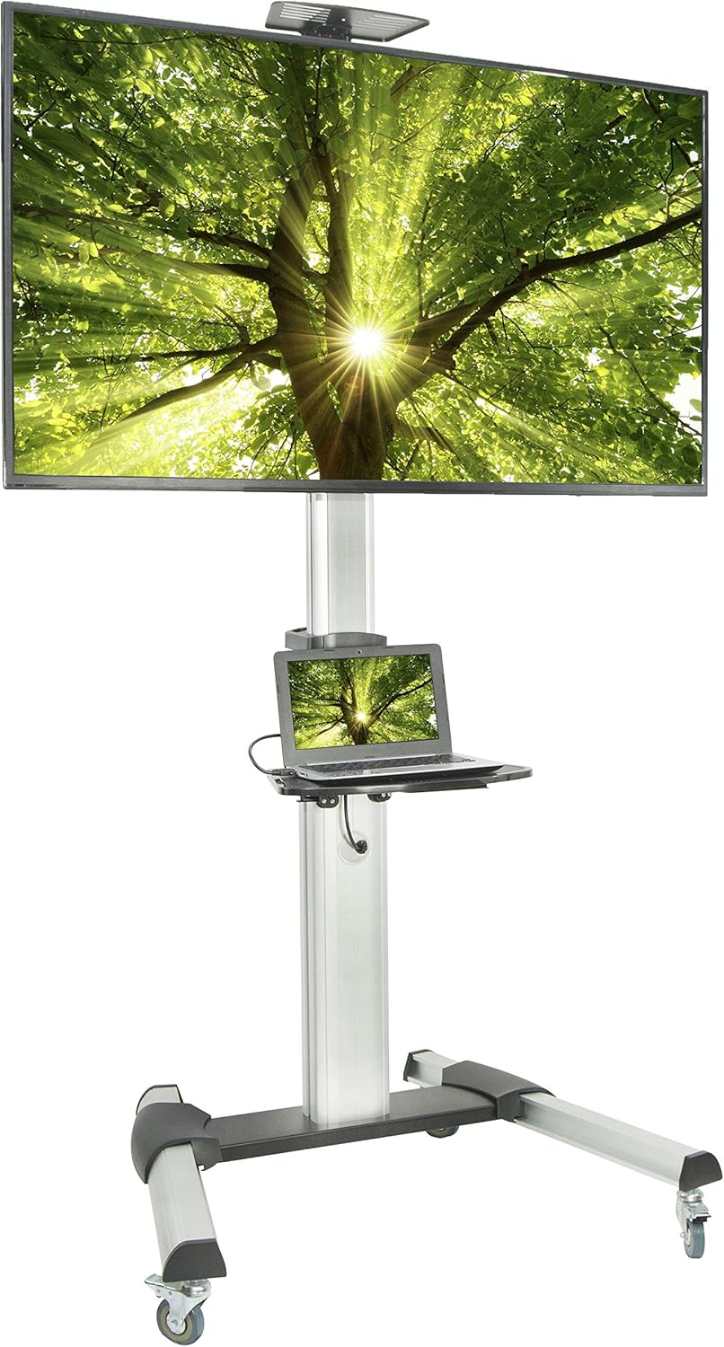 VIVO Ultra Heavy Duty TV Cart for 37 to 75 inch Flat Screen Panel, Mobile Rolling Stand with Dual Shelves and 3 inch Wheels STAND-TV09 : Office Products