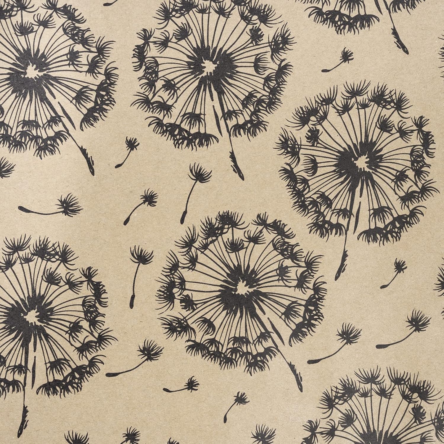 RUSPEPA Kraft Wrapping Paper Roll - Dandelion Pattern - 24 Inches x 100 Feet